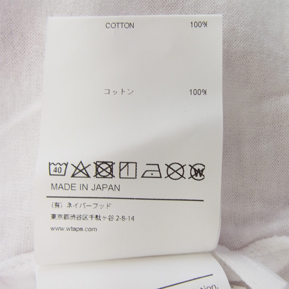 WTAPS ダブルタップス 23SS 231ATDT-CSM33 WTVUA / SS / COTTON wtvua ネックロゴ 刺繍 半袖 Ｔシャツ ホワイト ホワイト系 03【中古】