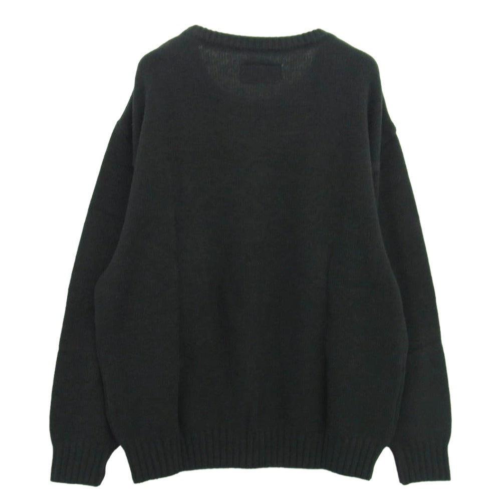 WACKO MARIA ワコマリア 22AW 22FW-WMK-KN02 CLASSIC CREW NECK SWEATER TYPE-2 クラシック クルーネック セーター 刺繍ロゴ ニット ブラック系 XXL【極上美品】【中古】