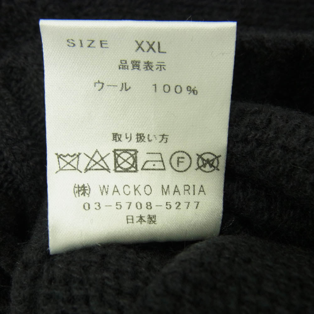 WACKO MARIA ワコマリア 22AW 22FW-WMK-KN02 CLASSIC CREW NECK SWEATER TYPE-2 クラシック クルーネック セーター 刺繍ロゴ ニット ブラック系 XXL【極上美品】【中古】