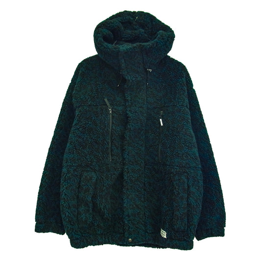 WACKO MARIA ワコマリア 21AW LEOPARD BOA PARKA レオパード ボアフリース ジップ ジャケット ブラック系 グリーン系 XL【中古】