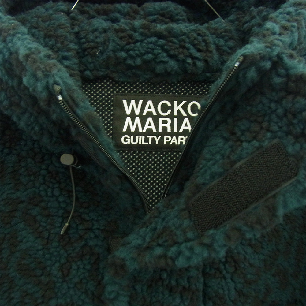 WACKO MARIA ワコマリア 21AW LEOPARD BOA PARKA レオパード ボアフリース ジップ ジャケット ブラック系 グリーン系 XL【中古】