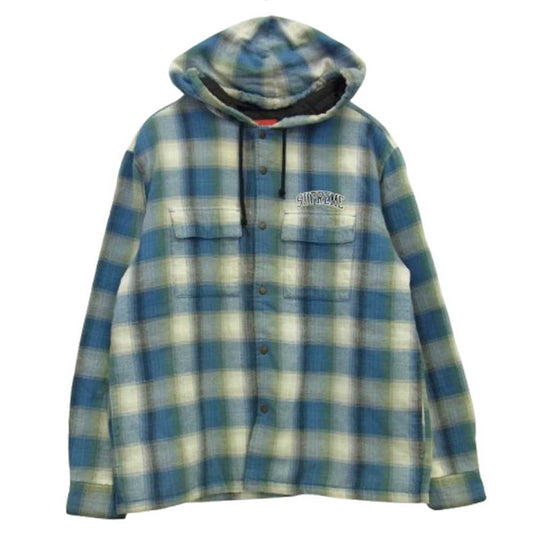 Supreme シュプリーム 19AW Quilted Hooded Plaid Shirt キルテッド フーデッド プレイド チェック シャツ ジャケット ライトブルー系 S【中古】
