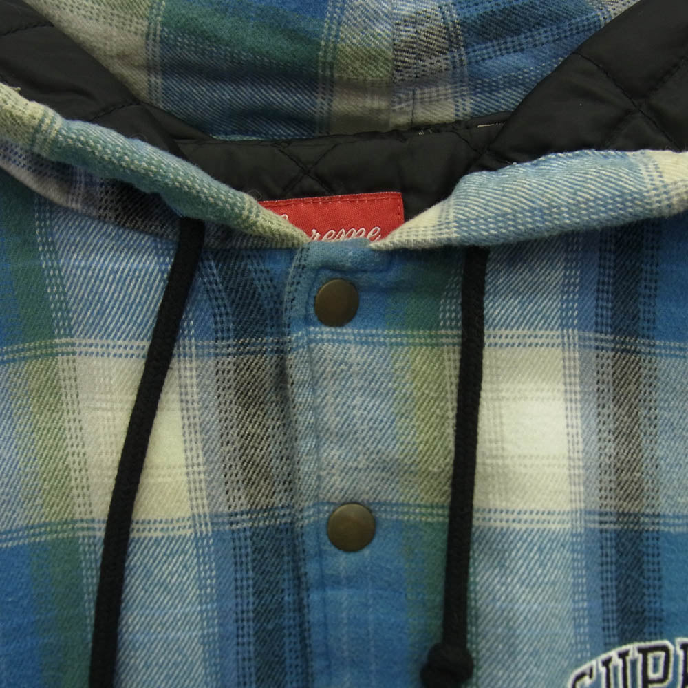 Supreme シュプリーム 19AW Quilted Hooded Plaid Shirt キルテッド フーデッド プレイド チェック シャツ ジャケット ライトブルー系 S【中古】