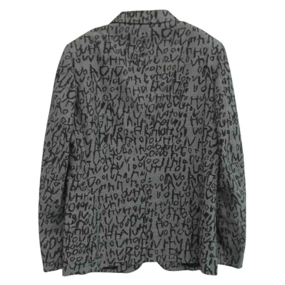 COMME des GARCONS HOMME PLUS コムデギャルソンオムプリュス AD2023 PL-J050 グラフィックロゴ総柄 3B ウール テーラードジャケット グレー系 M【中古】