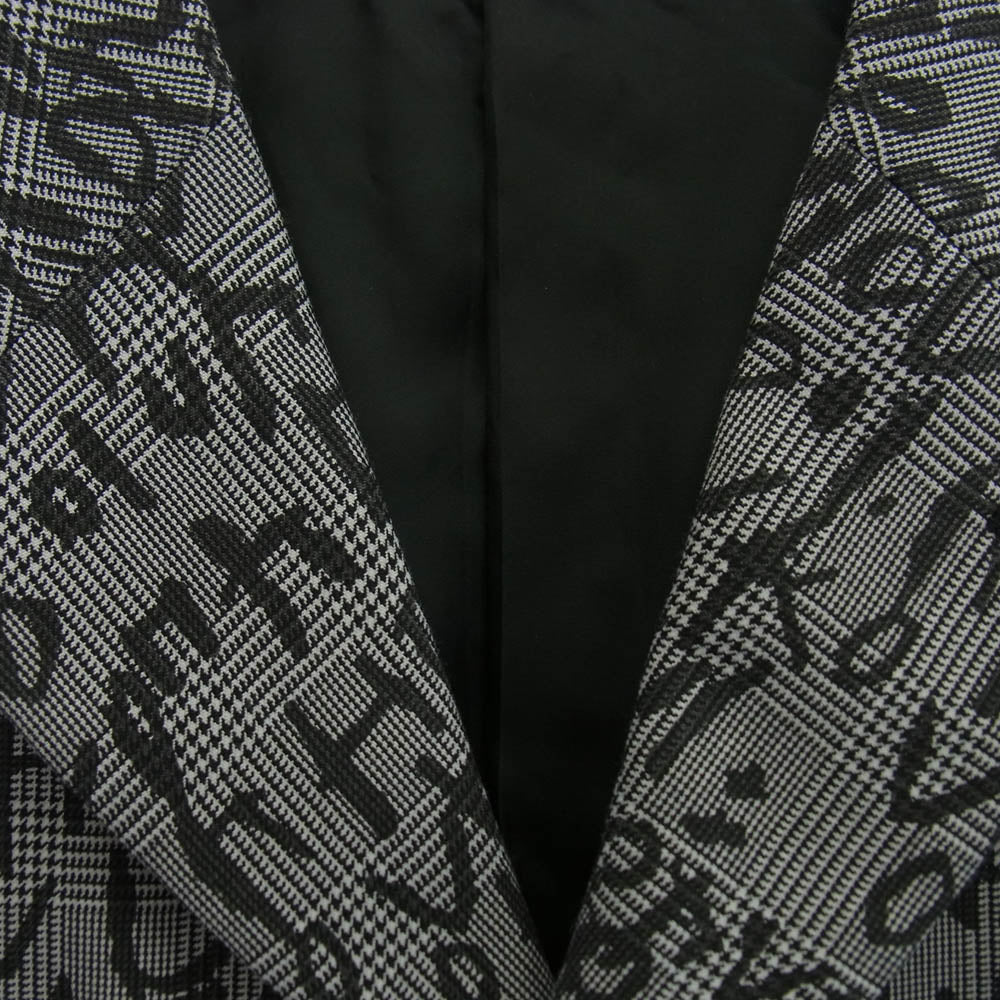 COMME des GARCONS HOMME PLUS コムデギャルソンオムプリュス AD2023 PL-J050 グラフィックロゴ総柄 3B ウール テーラードジャケット グレー系 M【中古】