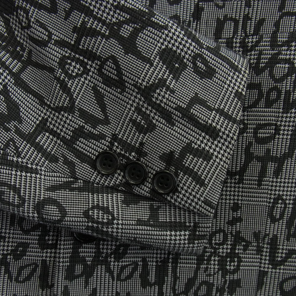 COMME des GARCONS HOMME PLUS コムデギャルソンオムプリュス AD2023 PL-J050 グラフィックロゴ総柄 3B ウール テーラードジャケット グレー系 M【中古】