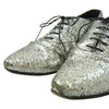 CELINE セリーヌ SA0199 グリッター ラメ ポインテッドトゥ レースアップ ドレス シューズ シルバー系 41.5【中古】