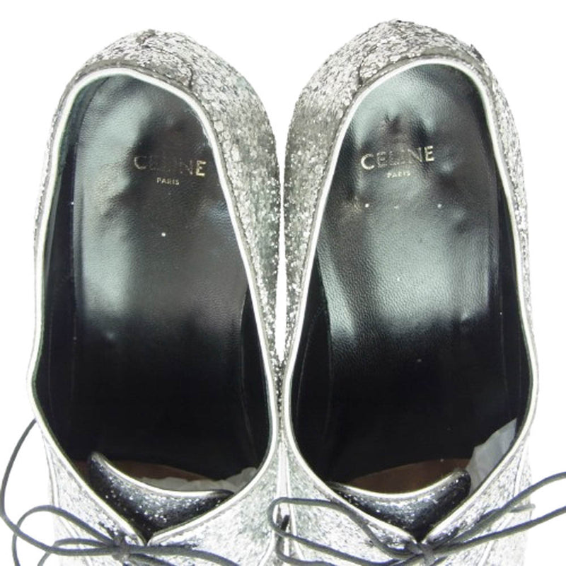 CELINE ラメ シルバー ドレスシューズ グリッター セリーヌ ローファー Celine シルバー グリッター ラメ ドレスシューズ 靴 セリーヌ CELINE