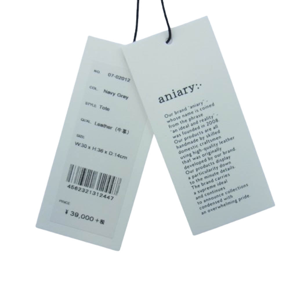 aniary アニアリ 07-02012 Shrink Leather シュリンクレザー ブリーフケース トートバッグ NAVY GRAY インディゴブルー系【新古品】【未使用】【中古】