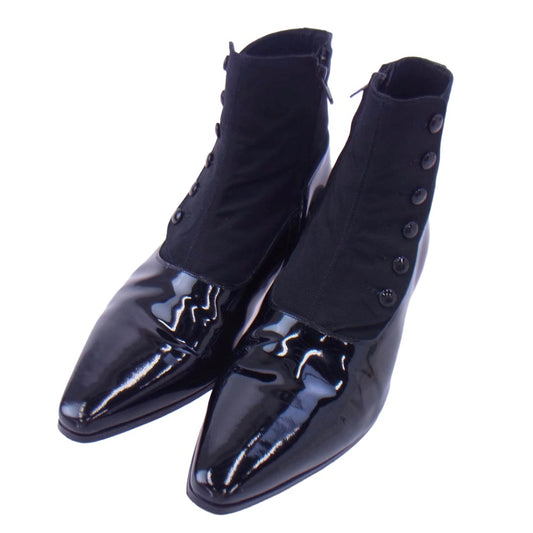 DIOR HOMME ディオールオム 06AW VVOC3833 エディ期 エナメル ボタンアップ レザー ブーツ ブラック系 43【中古】