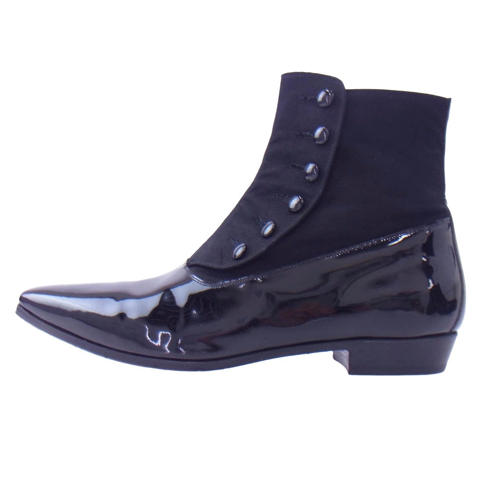 DIOR HOMME ディオールオム 06AW VVOC3833 エディ期 エナメル ボタンアップ レザー ブーツ ブラック系 43【中古】