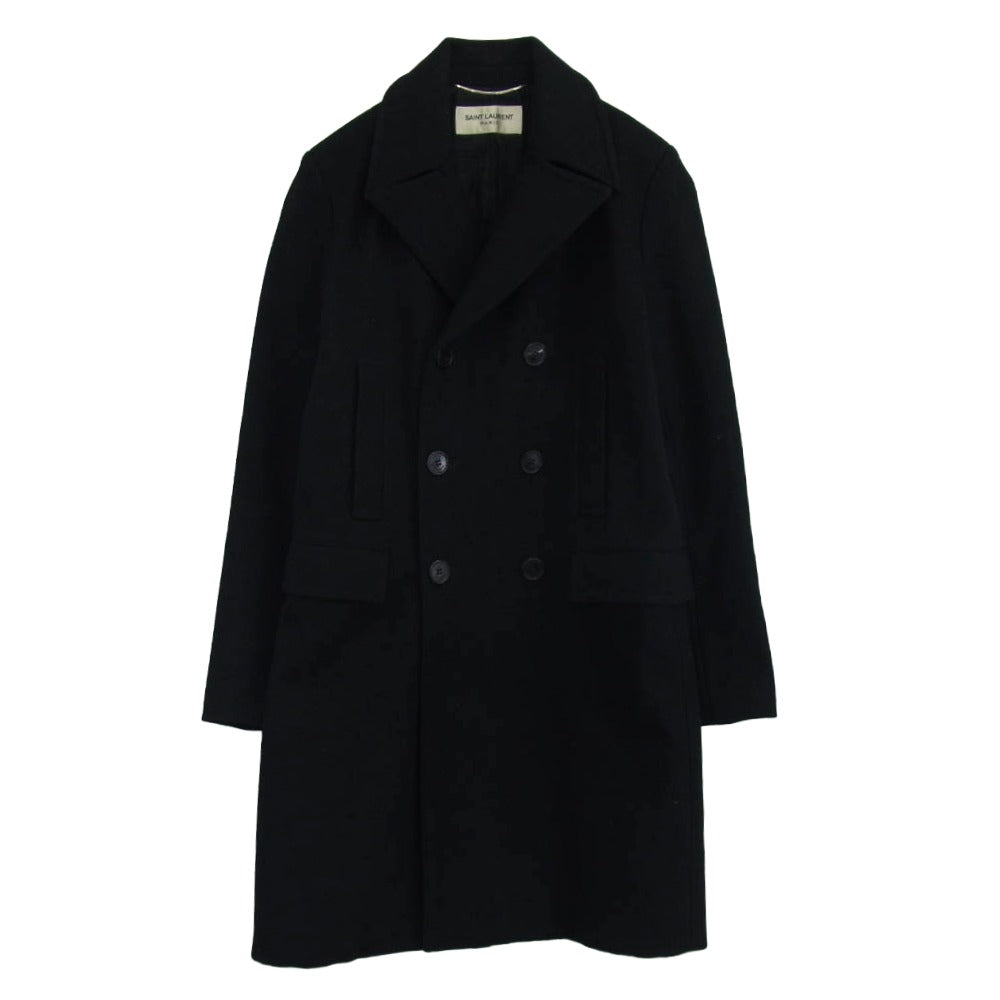 SAINT LAURENT サンローラン 323888 Y964B ウール ロング Pコート ピーコート ブラック系 48【極上美品】【中古】