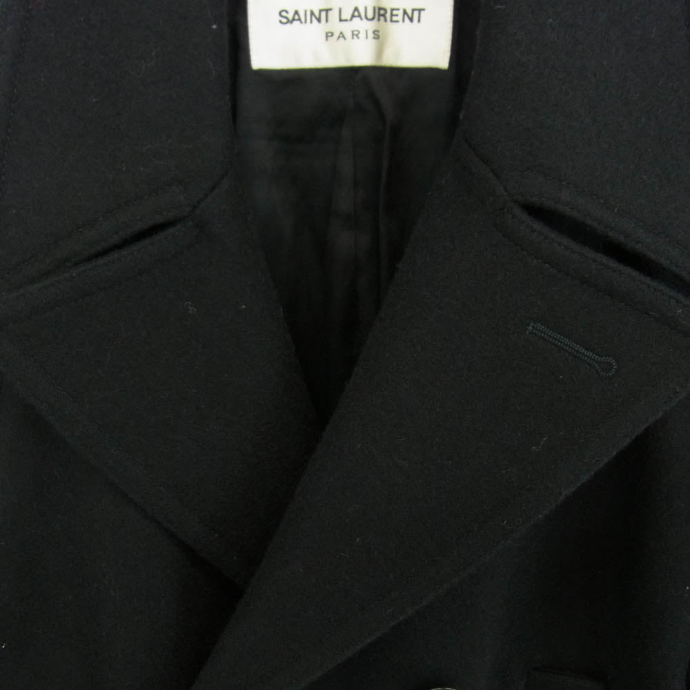 SAINT LAURENT サンローラン 323888 Y964B ウール ロング Pコート ピーコート ブラック系 48【極上美品】【中古】