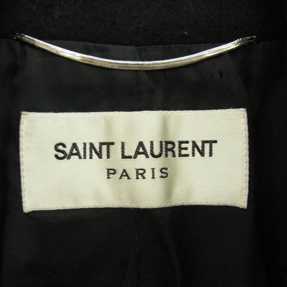 SAINT LAURENT サンローラン 323888 Y964B ウール ロング Pコート ピーコート ブラック系 48【極上美品】【中古】