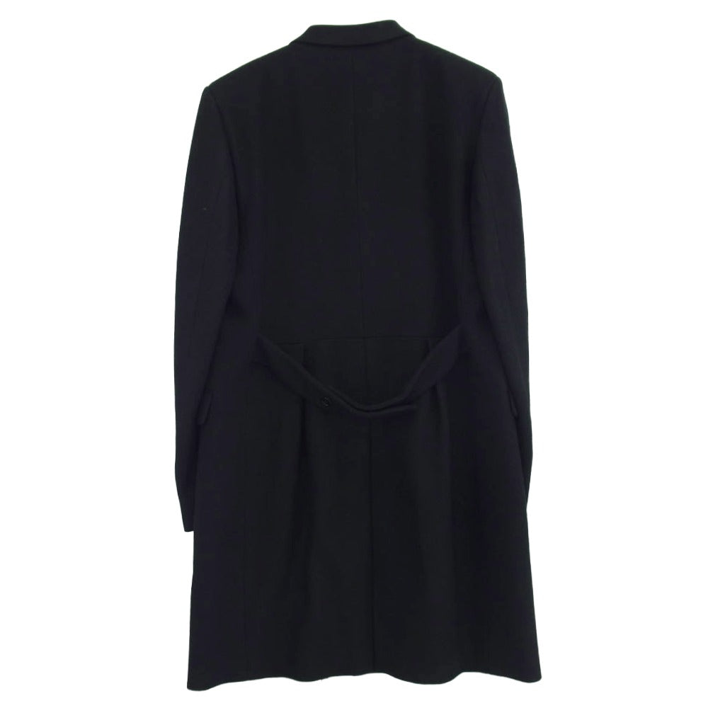 SAINT LAURENT サンローラン ダブルブレスト ベルト付き ウール チェスター コート ブラック系 52【極上美品】【中古】