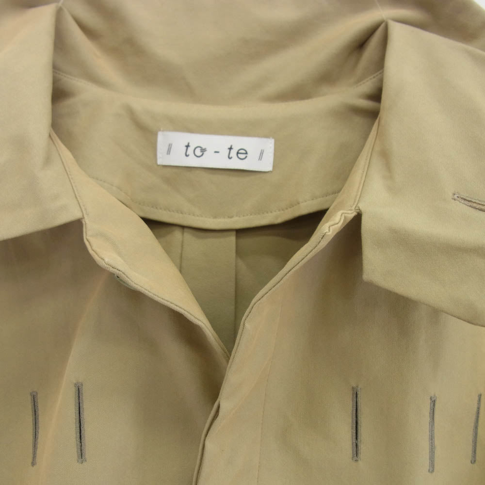 ツテ Hole Tuck stand collar coat ホールタック スタンドカラー コート ベージュ系 F【中古】