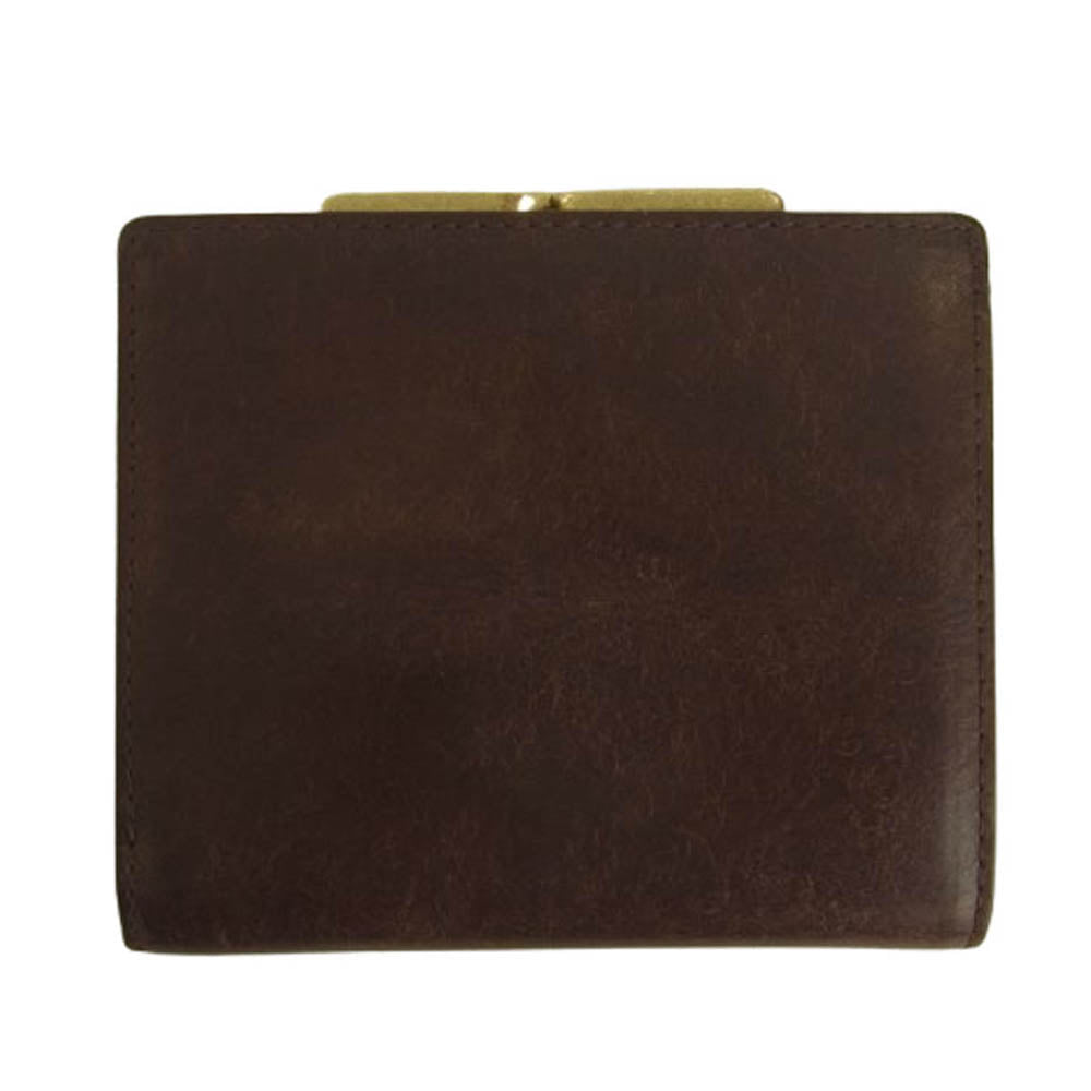 ソット がま口 二つ折り 財布 ダークブラウン系【中古】