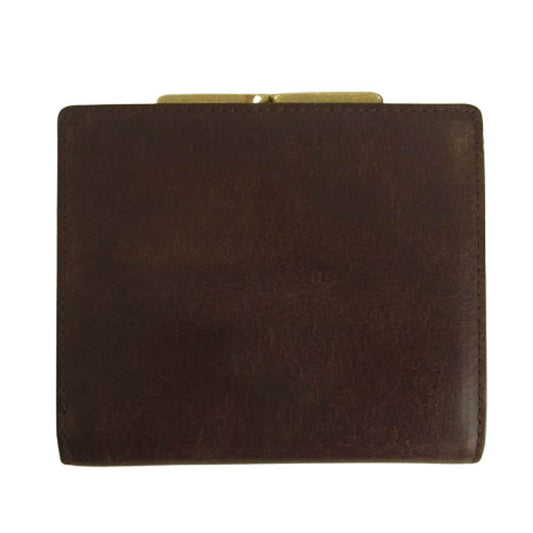 ソット がま口 二つ折り 財布 ダークブラウン系【中古】
