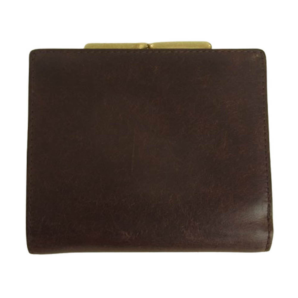 ソット がま口 二つ折り 財布 ダークブラウン系【中古】