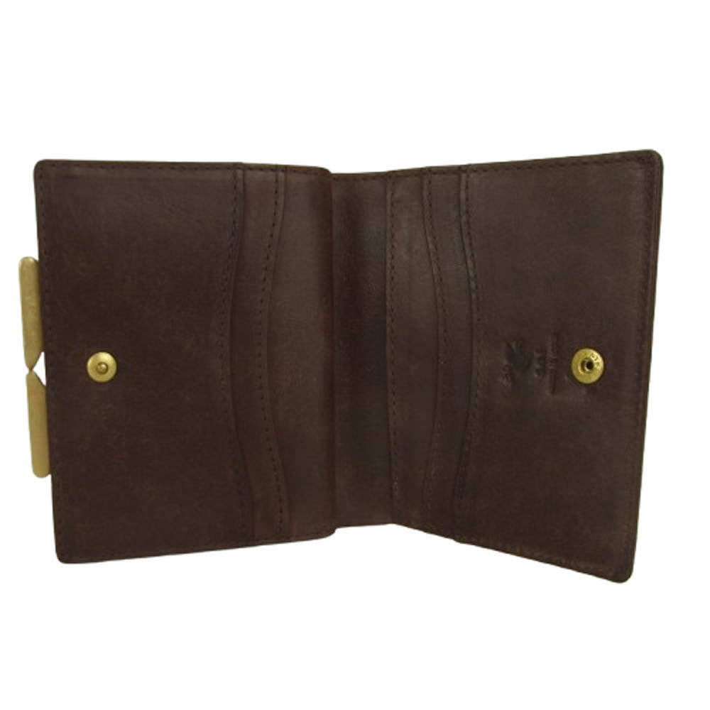 ソット がま口 二つ折り 財布 ダークブラウン系【中古】