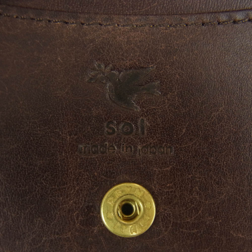 ソット がま口 二つ折り 財布 ダークブラウン系【中古】