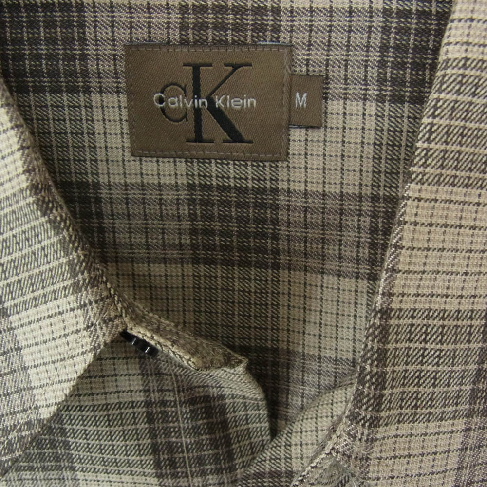 CALVIN KLEIN カルバンクライン レーヨン混 長袖 チェック シャツ グレー系 M【中古】