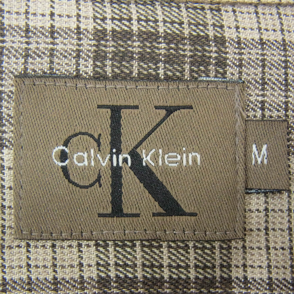 CALVIN KLEIN カルバンクライン レーヨン混 長袖 チェック シャツ グレー系 M【中古】
