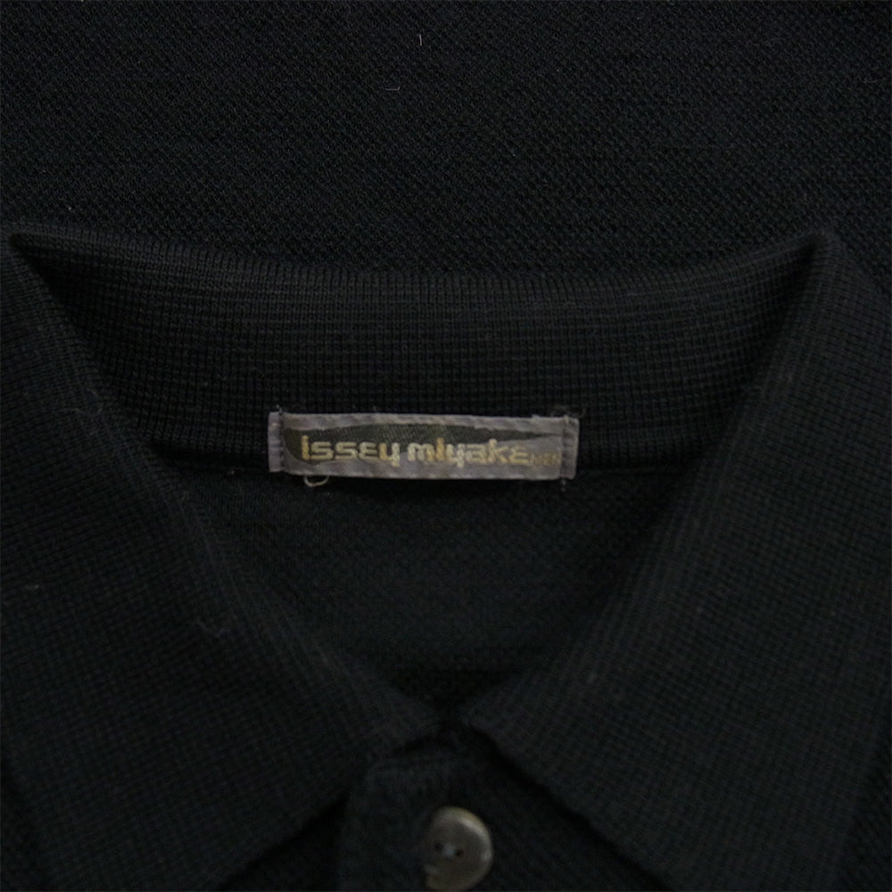 ISSEY MIYAKE イッセイミヤケ 長袖 ウール ニット ポロシャツ ブラック系 M【中古】