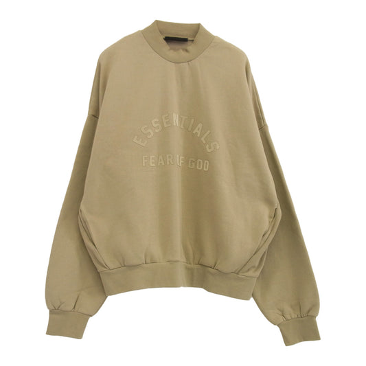 FEAR OF GOD フィアオブゴッド ESSENTIALS エッセンシャルズ ラバーロゴ モックネック 裏起毛 スウェット トレーナー XL ベージュ系 XL【中古】