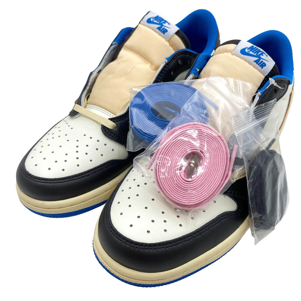 NIKE AIR JORDAN ナイキ ジョーダン DM7866-140 フェイクバスターズ鑑定済 × Travis Scott トラヴィススコット × Fragment フラグメント Air Jordan 1 Low OG SP Military Blue AJ1 エアジョーダン ロー スニーカー ブラック系 ブルー系 26.5cm【新古品】【未使用】【中古】