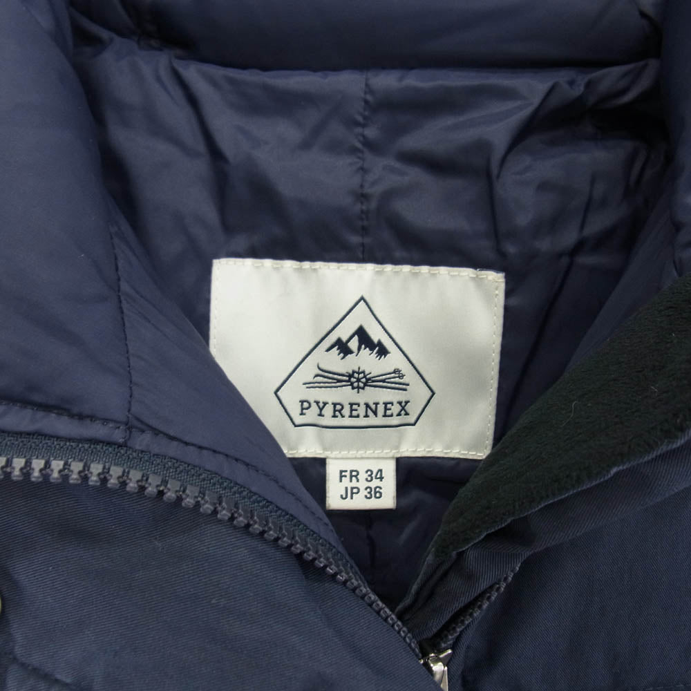 Pyrenex ピレネックス HWI002 HR-L-2 グルノーブル ファー ダウン ジャケット コート ネイビー系 36【中古】