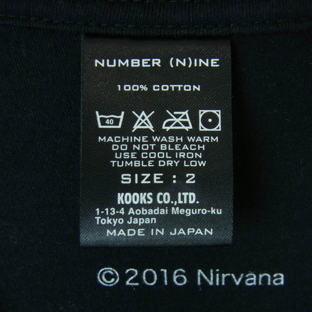 NUMBER(N)INE ナンバーナイン NIRVANA ニルヴァーナ スマイル 半袖 Tシャツ コットン 日本製 ブラック系 2【中古】
