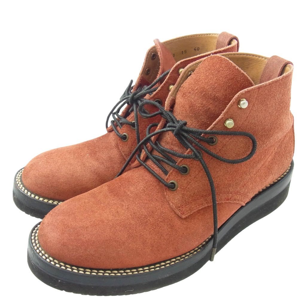 BACKBONE バックボーン SUEDE PLAIN TOE スエード プレーントゥ ブーツ オレンジ系 40【中古】