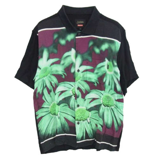 Supreme シュプリーム 19SS Jean Paul Gaultier Flower Power Rayon Shirt ジャンポールゴルチエ フラワーパワー レーヨン 半袖 オープンカラーシャツ ブラック系 グリーン系 S【中古】