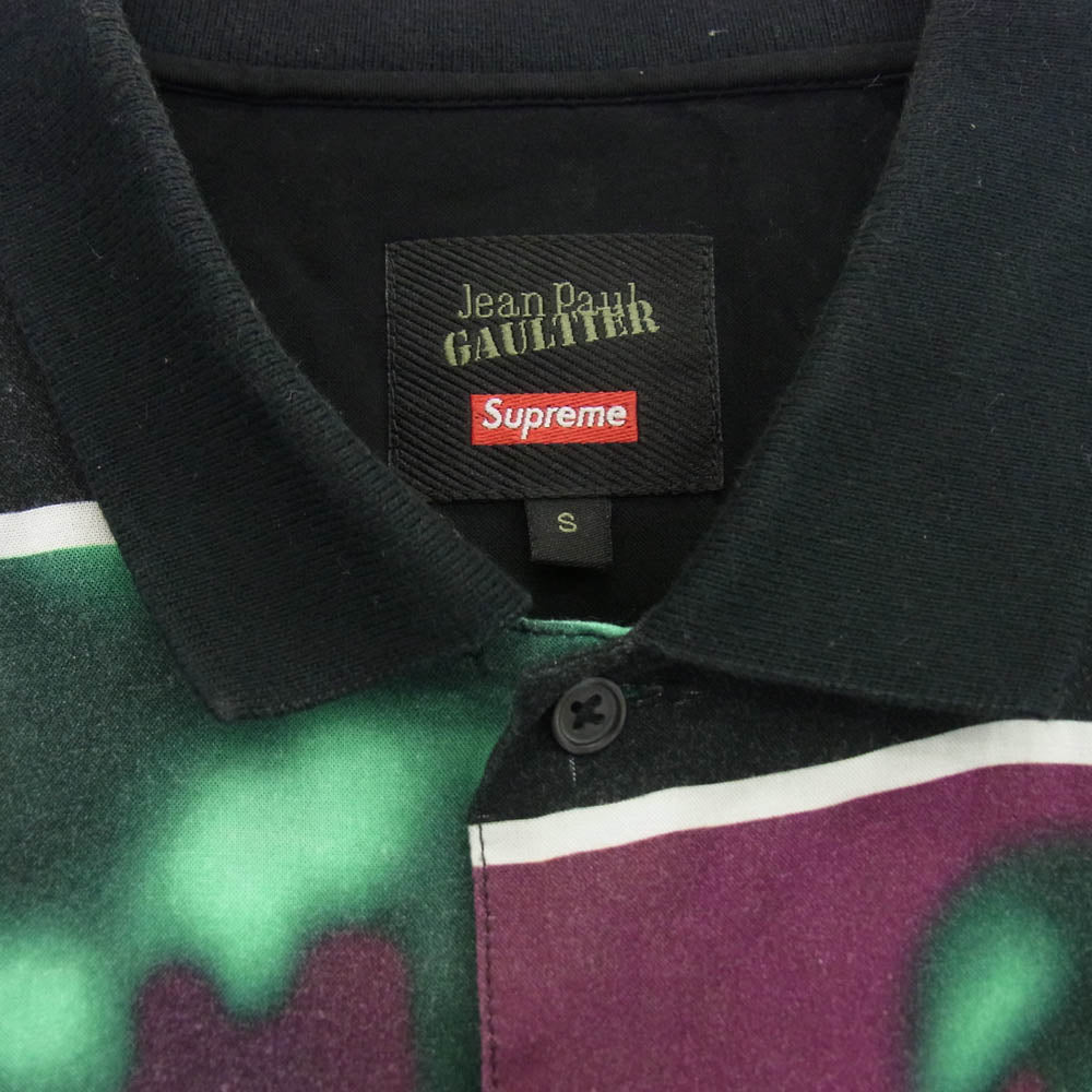 Supreme シュプリーム 19SS Jean Paul Gaultier Flower Power Rayon Shirt ジャンポールゴルチエ フラワーパワー レーヨン 半袖 オープンカラーシャツ ブラック系 グリーン系 S【中古】