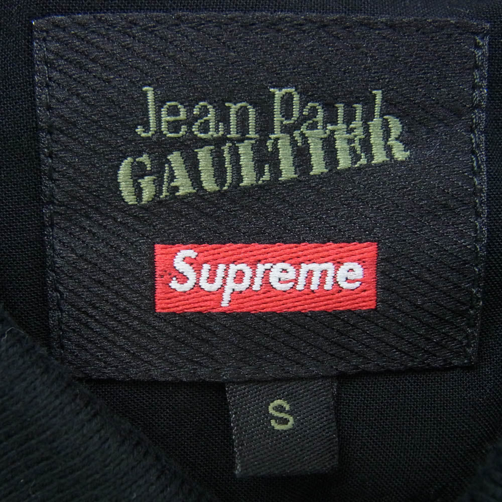 Supreme シュプリーム 19SS Jean Paul Gaultier Flower Power Rayon Shirt ジャンポールゴルチエ フラワーパワー レーヨン 半袖 オープンカラーシャツ ブラック系 グリーン系 S【中古】