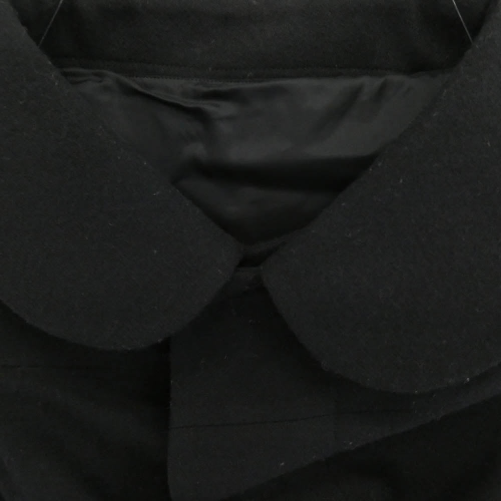 BLACK COMME des GARCONS ブラックコムデギャルソン 17AW 1T-J019 ウールフラノ ドッキング フリルギャザー コート ブラック系 S【中古】
