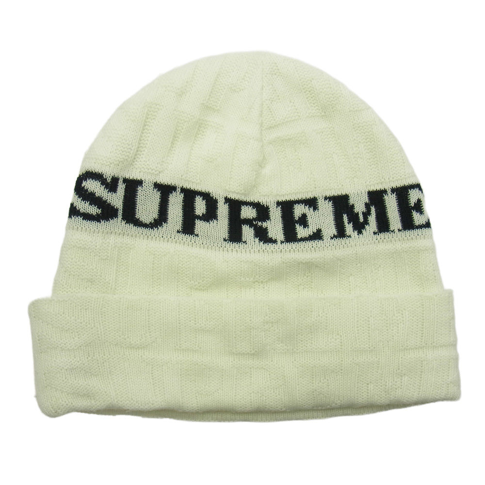Supreme シュプリーム 14AW Jacquard Logo Beanie ジャガードロゴ ビーニー ニットキャップ 帽子 オフホワイト系【中古】