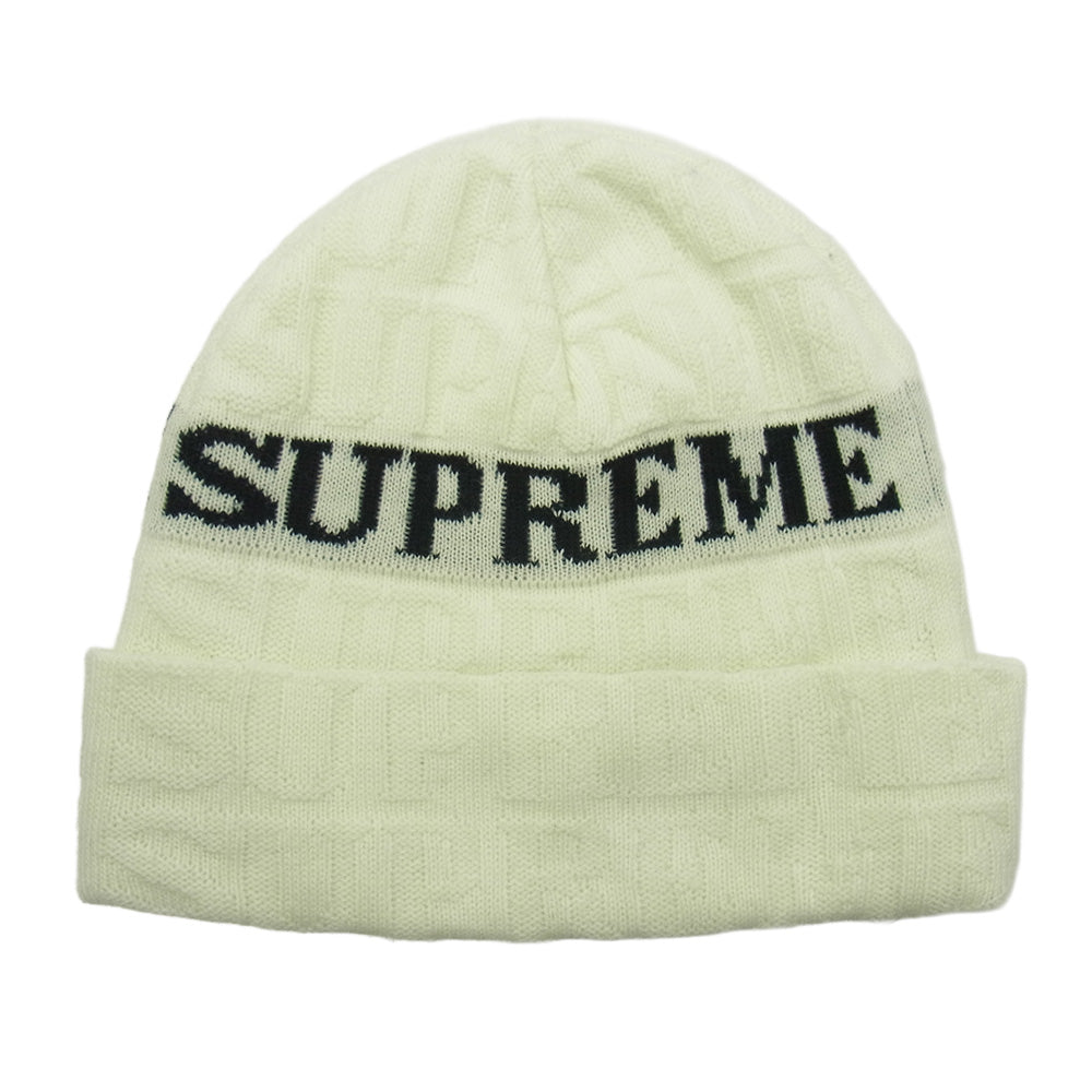 Supreme シュプリーム 14AW Jacquard Logo Beanie ジャガードロゴ ビーニー ニットキャップ 帽子 オフホワイト系【中古】