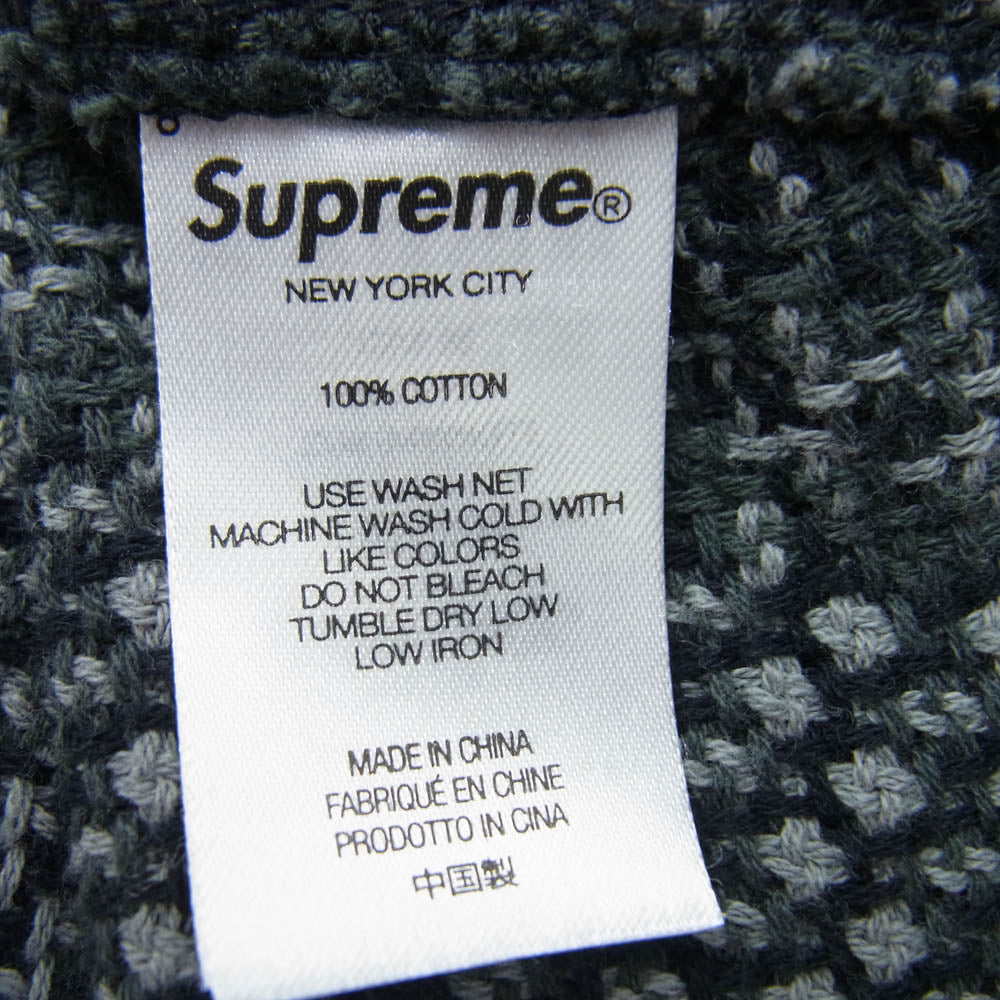 Supreme シュプリーム 23SS basket weave plaid shirt バスケット ウィーブ チェック 長袖シャツ モスグリーン系 M【中古】