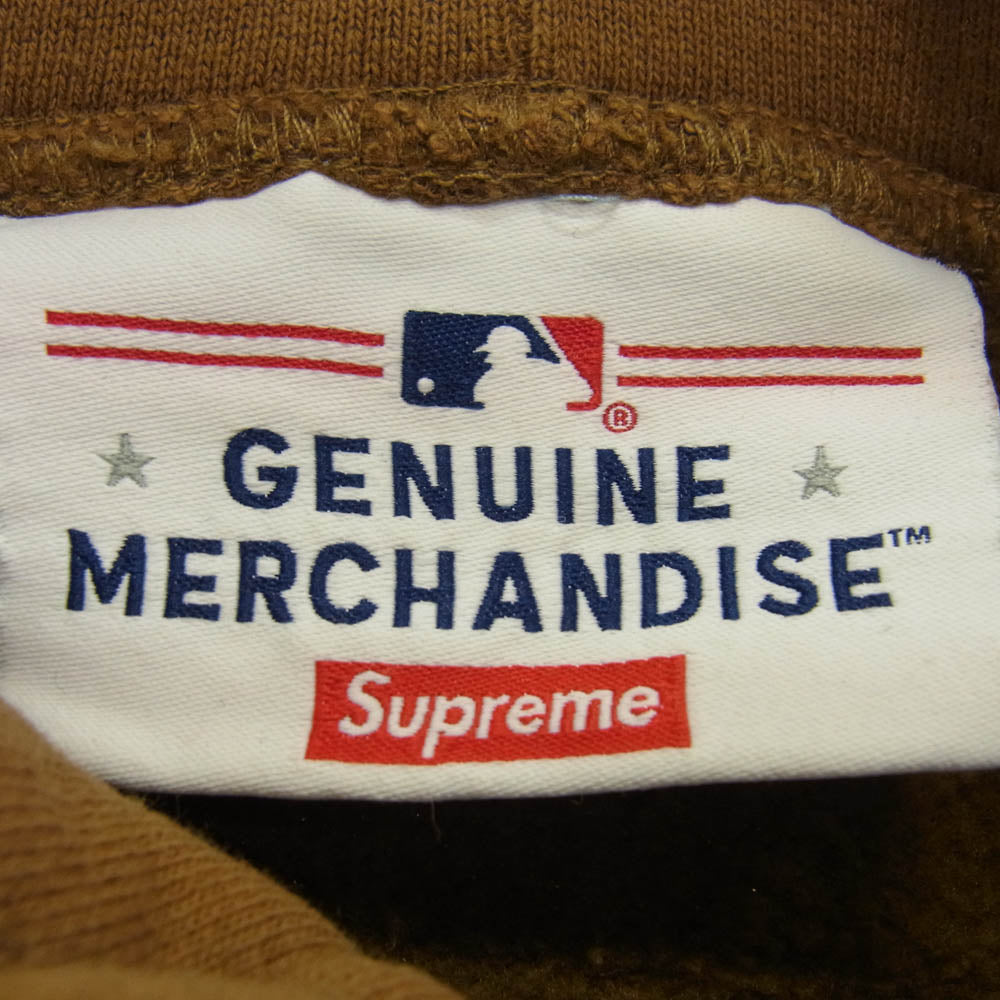 Supreme シュプリーム 22AW × New York Yankees ニューヨーク ヤンキース Kanji Hooded Sweatshirt カンジ フーディー スウェットシャツ プルオーバーパーカー ブラウン系 XL【中古】