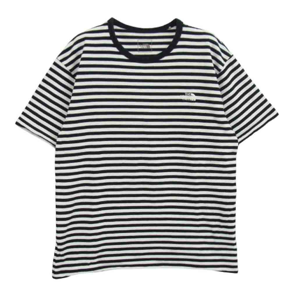 THE NORTH FACE ノースフェイス NT32253 S/S Multi Border Tee ショートスリーブマルチボーダーティー 半袖 ボーダー カットソー Tシャツ ブラック系 ホワイト系 L【中古】