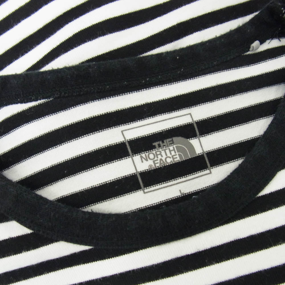 THE NORTH FACE ノースフェイス NT32253 S/S Multi Border Tee ショートスリーブマルチボーダーティー 半袖 ボーダー カットソー Tシャツ ブラック系 ホワイト系 L【中古】