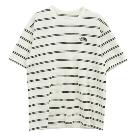 THE NORTH FACE ノースフェイス NT12396 S/S FREE RUN BORDER CREW ショート スリーブ ランボーダー クルー 半袖 ボーダー カットソー Tシャツ ホワイト系 L【中古】