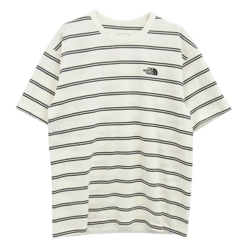THE NORTH FACE ノースフェイス NT12396 S/S FREE RUN BORDER CREW ショート スリーブ ランボーダー クルー 半袖 ボーダー カットソー Tシャツ ホワイト系 L【中古】