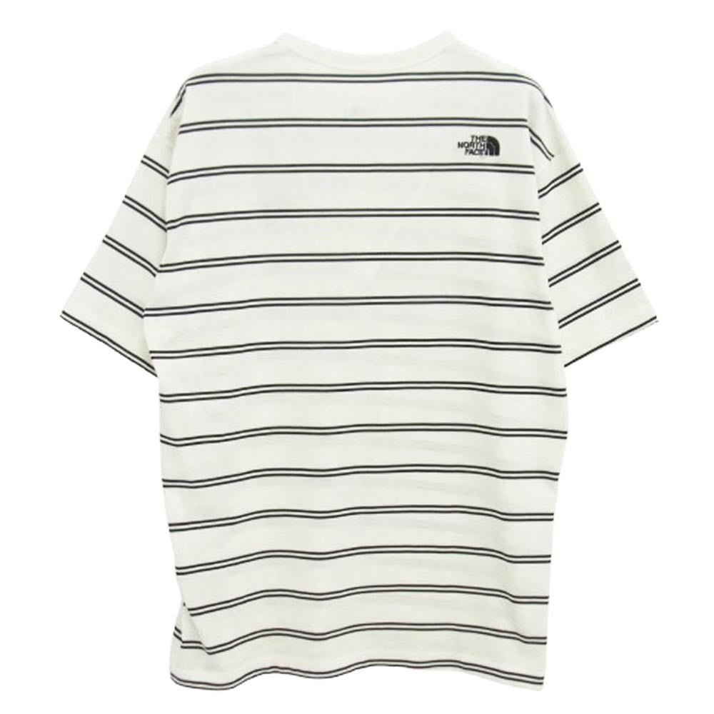 THE NORTH FACE ノースフェイス NT12396 S/S FREE RUN BORDER CREW ショート スリーブ ランボーダー クルー 半袖 ボーダー カットソー Tシャツ ホワイト系 L【中古】