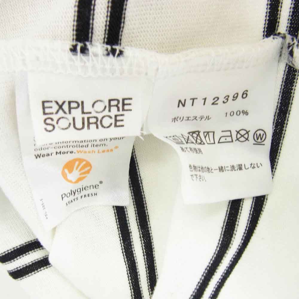 THE NORTH FACE ノースフェイス NT12396 S/S FREE RUN BORDER CREW ショート スリーブ ランボーダー クルー 半袖 ボーダー カットソー Tシャツ ホワイト系 L【中古】