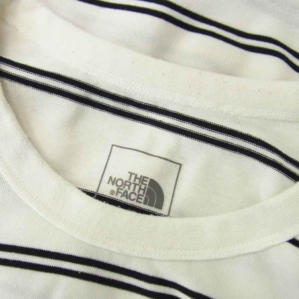 THE NORTH FACE ノースフェイス NT12396 S/S FREE RUN BORDER CREW ショート スリーブ ランボーダー クルー 半袖 ボーダー カットソー Tシャツ ホワイト系 L【中古】