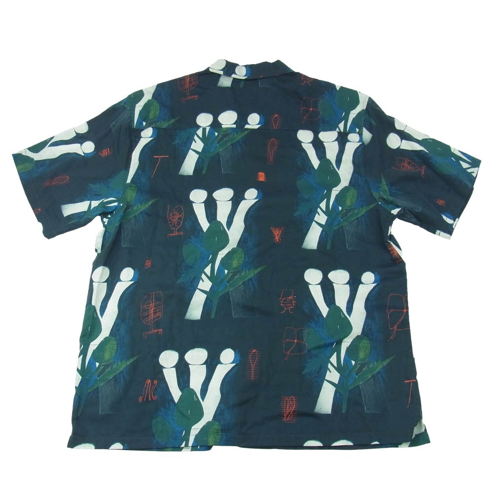 Carhartt カーハート I028797 S/S TOM KROL FLOWERS SHIRT トム・クロル フラワーズ オープンカラー コットンリヨセルサテン 半袖 シャツ ダークネイビー系 マルチカラー系 L【中古】