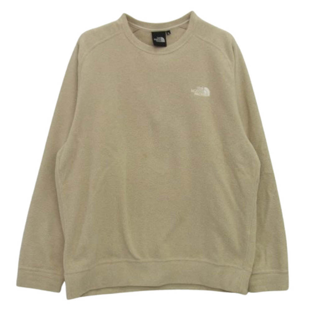 THE NORTH FACE ノースフェイス NL72231 Micro Fleece CREW マイクロフリースクルー ロゴ刺繍 ベージュ系 L【中古】
